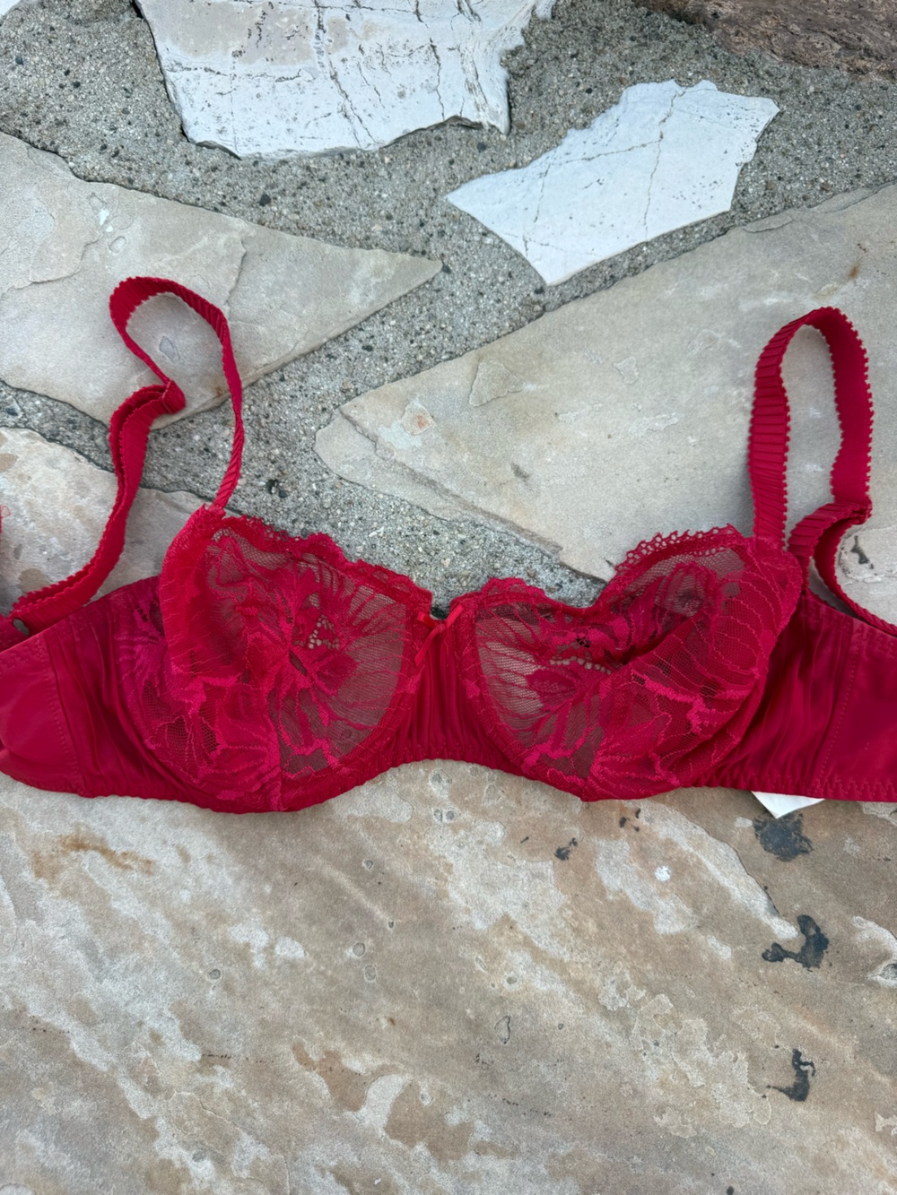 Simone Perele Red Lace Unlined Balconette Bra